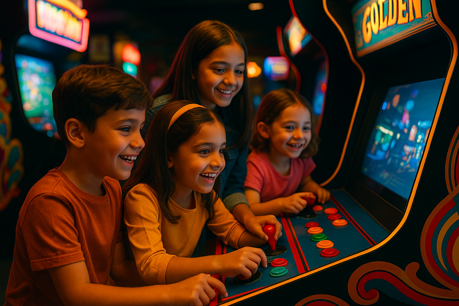 Kids Playing Arcade
